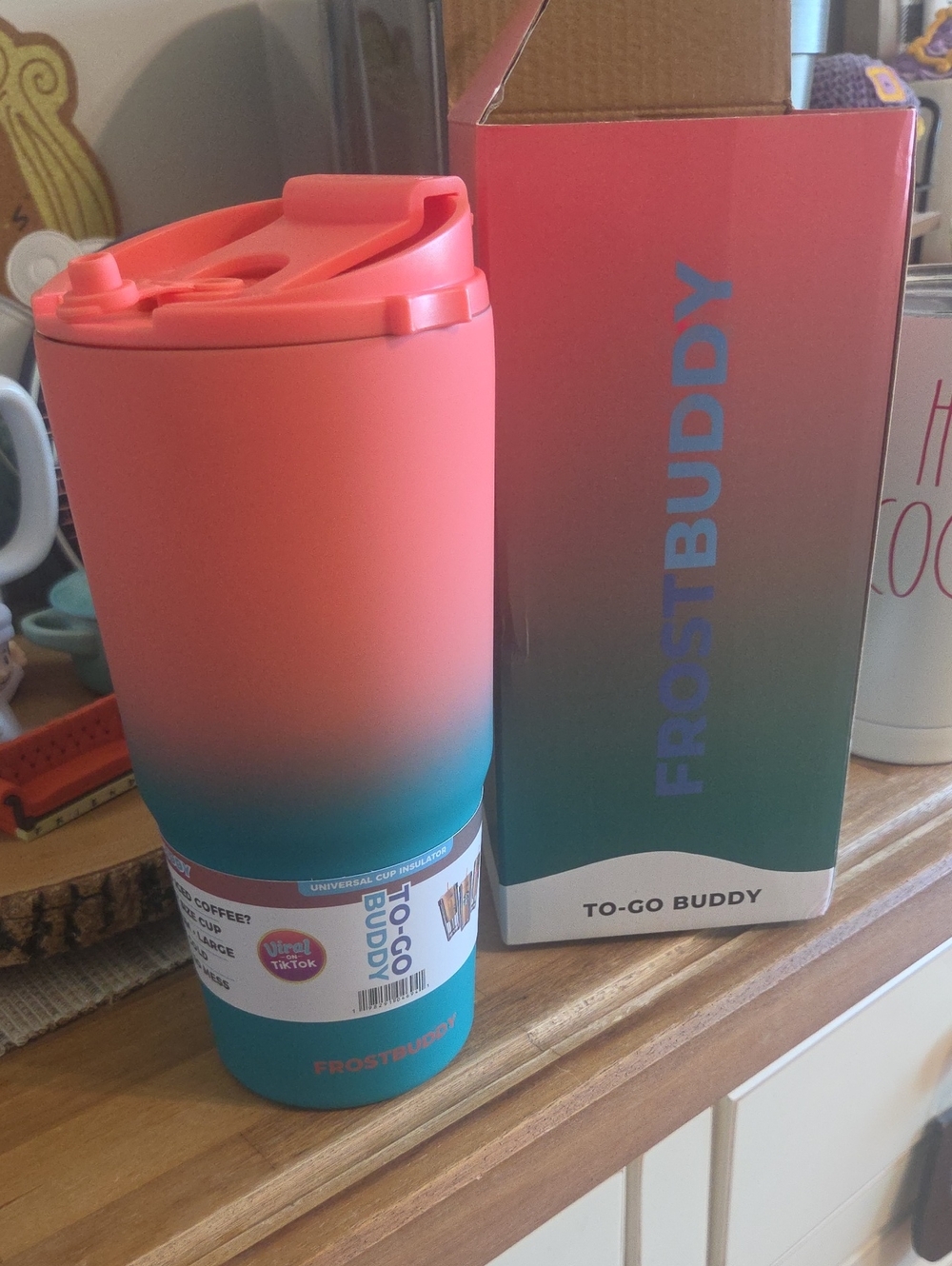 FrostBuddy To-Go Travel Tumbler in Coral to Teal Ombre